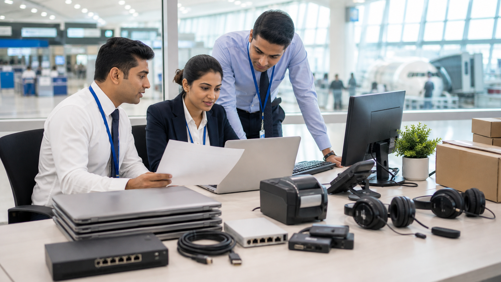 Airline operations team coordinating business technology requirements