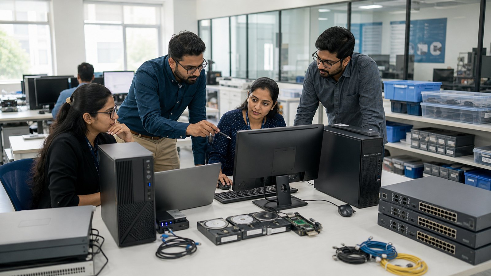 Education and research technology environment with computers and learning spaces